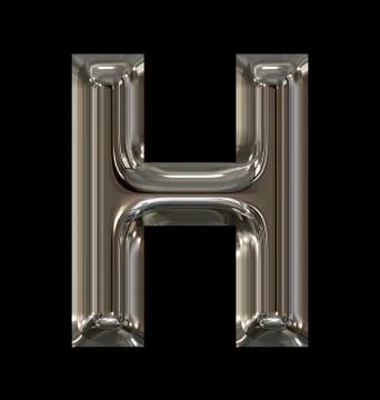 Letter H rounded shiny silver isolated on black Stock Illustration