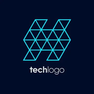 Letter H Triangle Polygon Tech Logo Stock Illustration