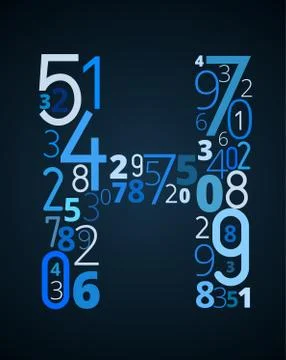 Letter H, vector font from numbers Stock Illustration
