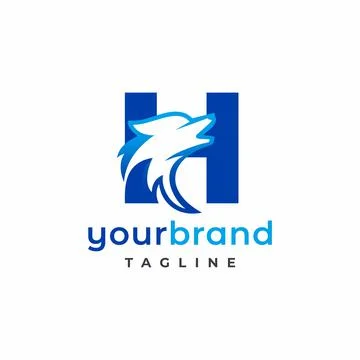 Letter H Wolf Logo Design Vector , Initial Gaming Logo Stock Illustration