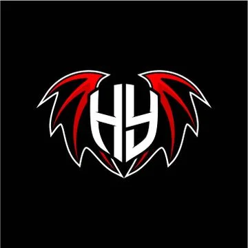 Letter H Y initial vector logo template with a minimalist dragon wing style Stock Illustration