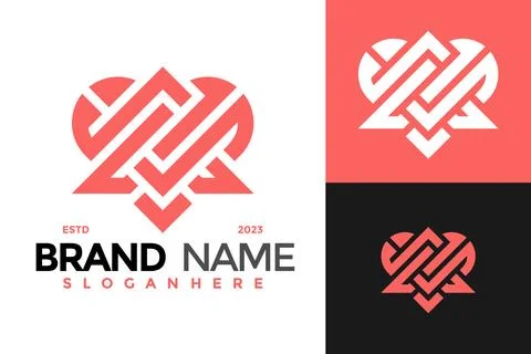 Letter A Heart Logo design vector symbol icon illustration Stock Illustration