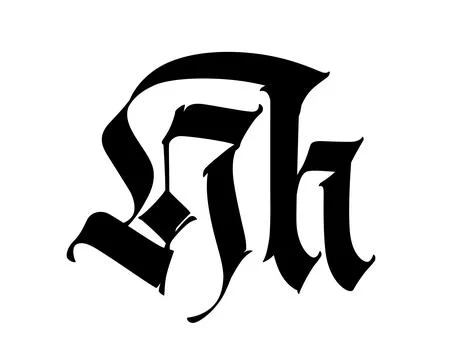 Letter Hh, in the Gothic style. Vector. Alphabet. The symbol is isolated on a Stock Illustration