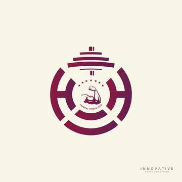 Letter HH weight loss programlogo design with dumbbell icon. new best health Stock Illustration
