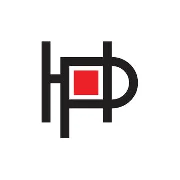 Letter hp linked square design geometric logo Illustrazione stock