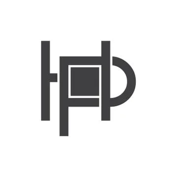 Letter hp linked square design geometric logo Stock Illustration