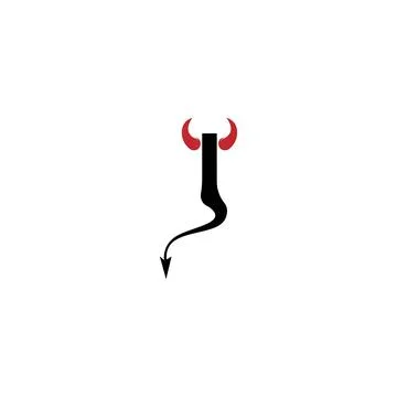 Letter I with devil's horns and tail icon logo design vector イラスト素材