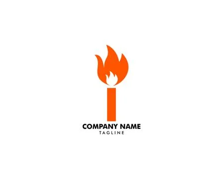 Letter I With Fire Logo Template Stock Illustration