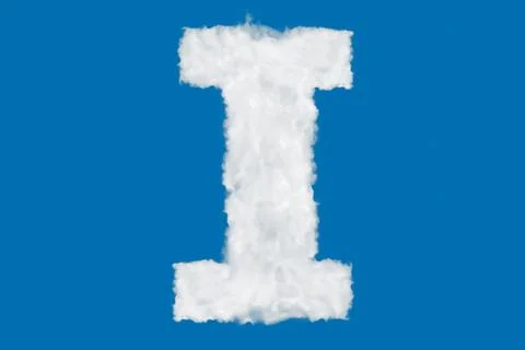 Letter I font shape element made of clouds on blue Stock Illustration