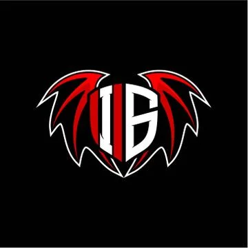 Letter I G initial vector logo template with a minimalist dragon wing style Stock Illustration