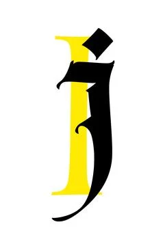 Letter I, in the Gothic style. Vector. Alphabet. The symbol is isolated on a Stock Illustration