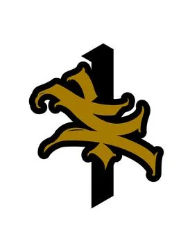 Letter I in graffiti and gothic style. Vector. Graffiti, tag and medieval lat Stock Illustration