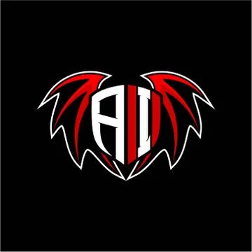 Letter A I initial vector logo template with a minimalist dragon wing style Stock Illustration