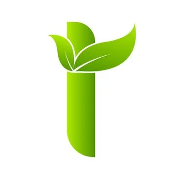 Letter I with leaf element, Ecology concept Stock Illustration