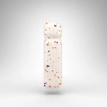 Letter I lowercase on white background. 3D letter with terrazzo pattern textu Stock Illustration