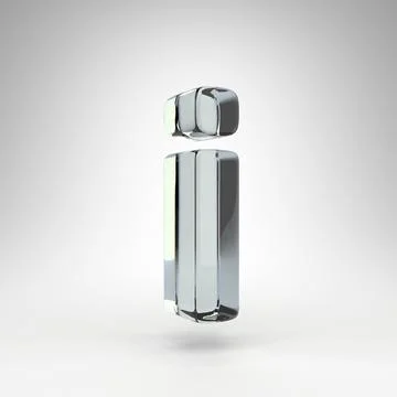 Letter I lowercase on white background. Camera lens transparent glass 3D letter Stock Illustration