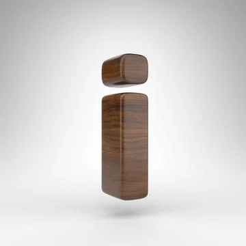 Letter I lowercase on white background. Dark oak 3D letter with brown wood Stock Illustration