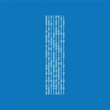 Letter I made from binary code digits. Technology background Illustrazione stock