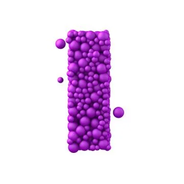 Letter I made of plastic beads, purple bubbles, isolated on white, 3d render Stock Illustration