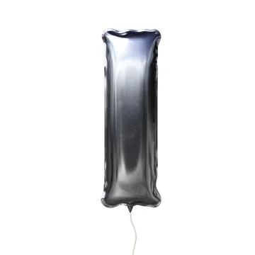 Letter I made of silver inflatable balloon isolated on white background Stock Illustration