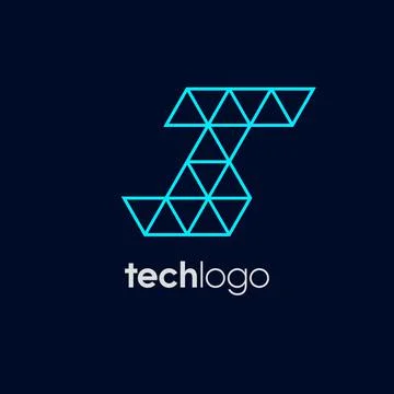 Letter I Triangle Polygon Tech Logo Stock Illustration