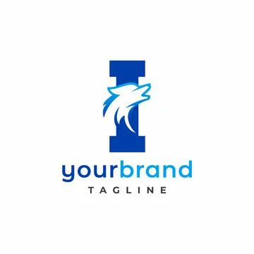 Letter I Wolf Logo Design Vector , Initial Gaming Logo Stock Illustration