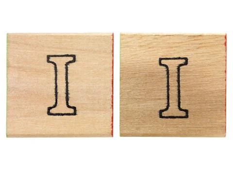 Letter i on wood frames Stock Photos