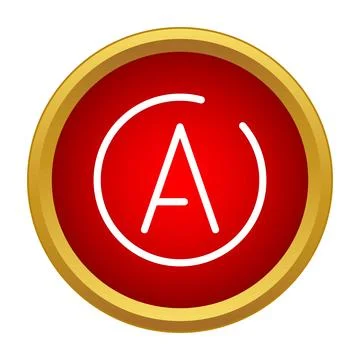Letter a icon symbol in red circle Stock Illustration