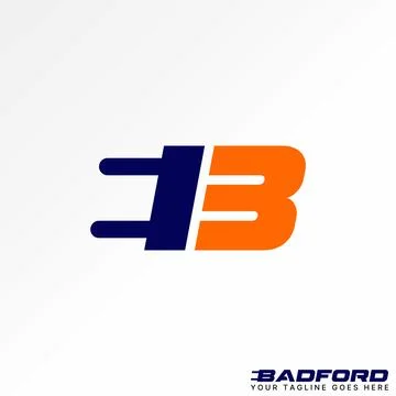 Letter initial 3 or B italic sans serif font stecker monogram beauty brand Stock Illustration