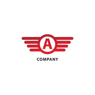 Letter A Initial Abjad Logo Design Template. Rounded Wings, Ellipse Shape a.. Stock-Illustration