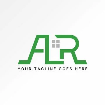 Letter initial ALR font with window. Related to property monogram home Illustrazione stock