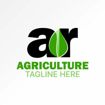 Letter initial AR sans serif font with leaf nature typography monogram Illustrazione stock