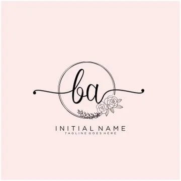 Letter Initial BA beauty monogram and elegant logo design Stock Illustration