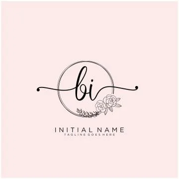Letter Initial BI beauty monogram and elegant logo design Stock Illustration