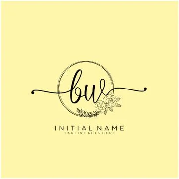 Letter Initial BW beauty monogram and elegant logo design Stock Illustration