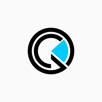 Letter initial CG or GC line circle font monogram typography branding Illustrazione stock