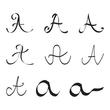 A Letter Initial Cursive Hand Written Set for Logo Brand Stock Illustration