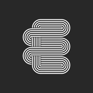 Letter initial E logo monogram, parallel white overlapping thin lines patte.. Stock Illustration