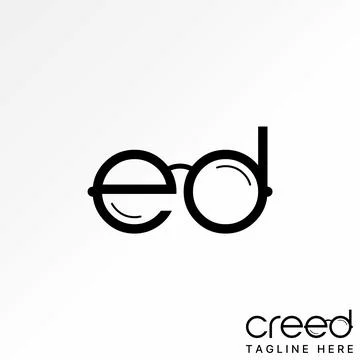 Letter initial ED font like eye glasses sunglasses vision typography optic Stock Illustration