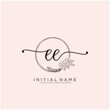 Letter Initial EE beauty monogram and elegant logo design イラスト素材