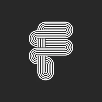 Letter initial F logo monogram, parallel white overlapping thin lines patte.. イラスト素材