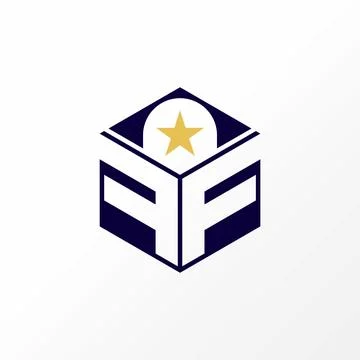 Letter initial FF font flip on 3D hexagon monogram typography emblem Stock Illustration