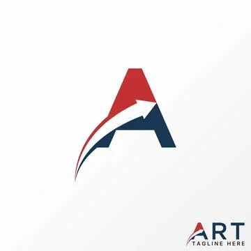 Letter initial A font up arrow space monogram typography fasted purpose Stock Illustration