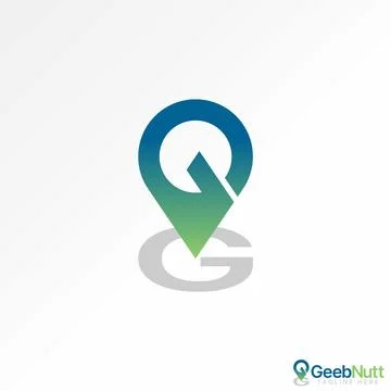 Letter initial G or GG font point place shadow monogram typography brand Stock Illustration