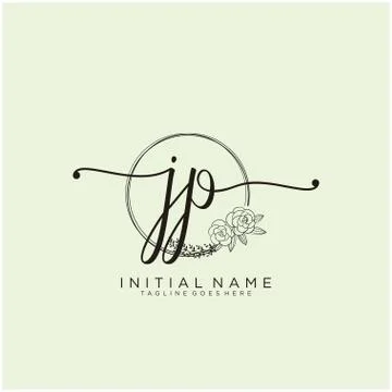 Letter Initial JP beauty monogram and elegant logo design Stock Illustration