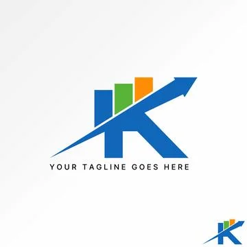 Letter initial K font business chart graph up arrow monogram typography branding Stock Illustration