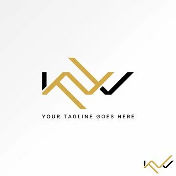 Letter initial KW font line connected typography monogram branding Stock Illustration