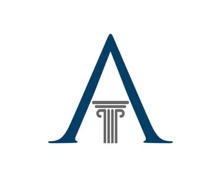 A letter initial with law pillar inside Stock Illustration