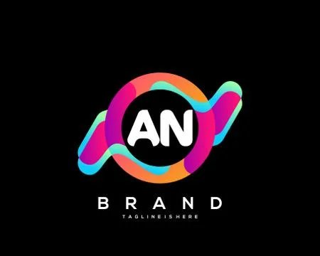 Letter AN initial Logo Vector With colorful Ilustração Stock