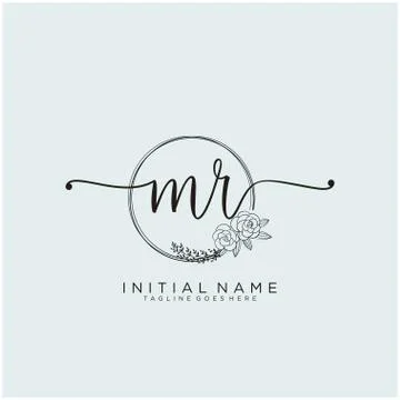 Letter Initial MR beauty monogram and elegant logo design Stock Illustration
